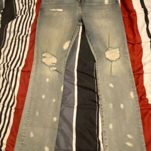 Cult of Individuality Light Blue Distressed Flare Jeans